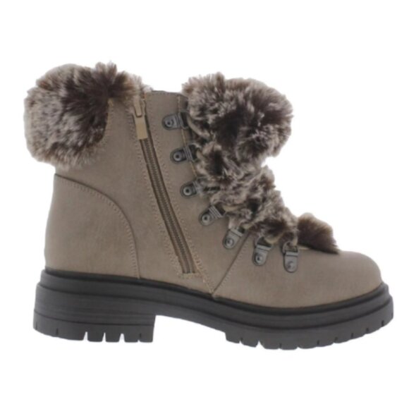 Madden Faux Suede Shearling Lined Lug Lace-Up Zip Ankle Boot, Warm Fuzzy Furry - Picture 10 of 11